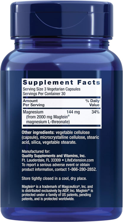 Life Extension Neuro-mag Magnesium L-threonate, Brain Health, Memory & Attention, 90 Vegetarian Capsules