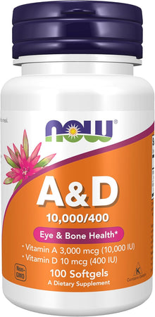 NOW Foods, A & D 10,000/400 IU 100 Softgels now