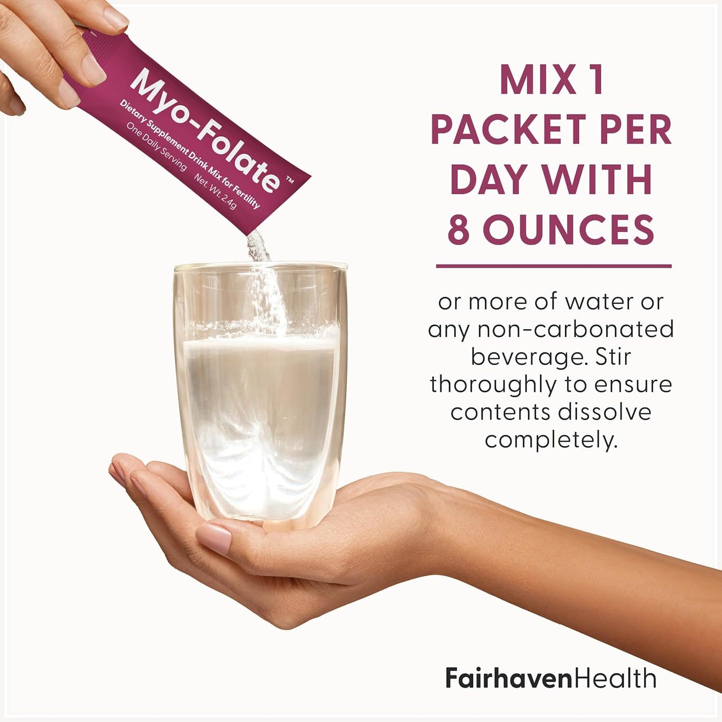 Fairhaven Health Myo-Folate Powder for Women - 1 Per Day, Female Fertility Supplement, Ovarian Health and Egg Quality - 2000 mg Myo-Inositol and 333 mcg Methylfolate – 30 Individual Packets