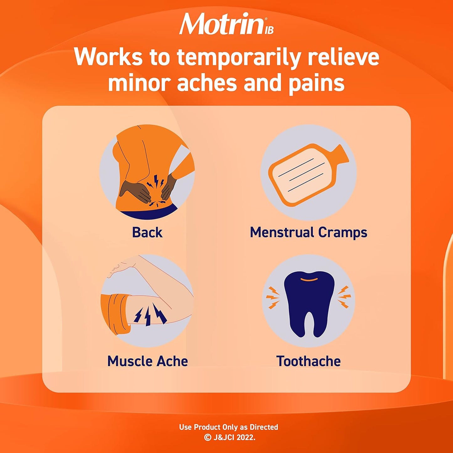 Motrin Ibuprofen 200mg Tablets for Fever, Muscle Aches, Headache & Backache, 50 ct