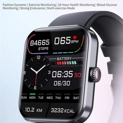 Diabetic Watches, Bluetooth Fashion Smartwatch, F57L Blood Glucose Monitoring Smartwatch Non-invasive Blood Sugar Test Smart Watch, Painless Blood Glucose Testing Fashionable Sports Watch (black)