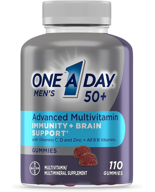 One A Day Men’s 50+ Gummies, Advanced Multivitamin For Men with Brain Support and Immunity Support, Vitamins For Men with Super 8 B Vitamin Complex, 110 Count