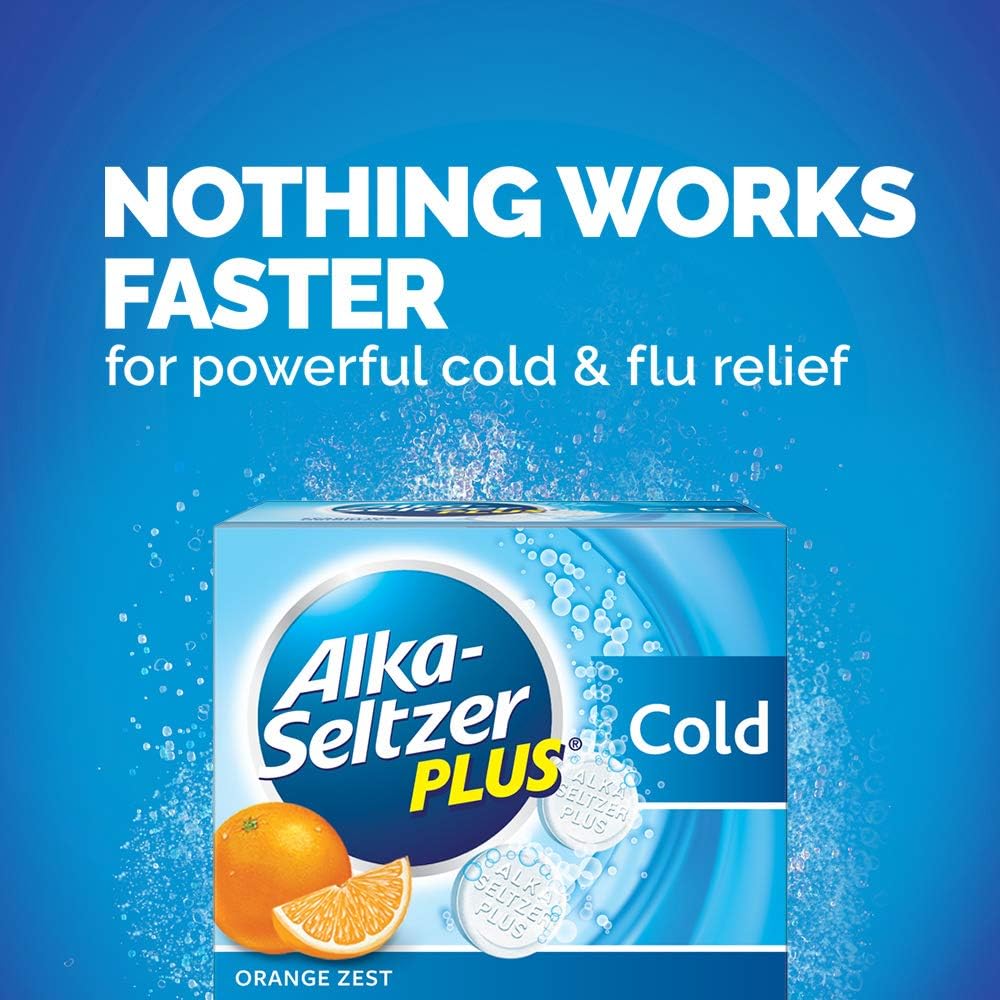 Alka-Seltzer Plus Severe Cold Medicine, Sparkling Original Powerfast Fizz Effervescent Tablets, 20 Count