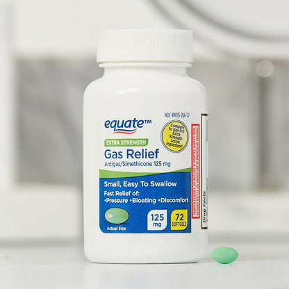 Equate Extra Strength Gas Relief Simethicone 125 mg Softgels, 72 Count