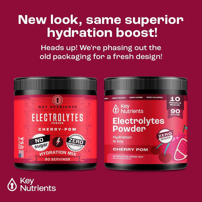 KEY NUTRIENTS Electrolytes Powder No Sugar - Juicy Strawberry-Kiwi Electrolyte Drink Mix - Hydration Powder - No Calories, Gluten Free - Powder and Packets (20, 40 or 90 Servings)