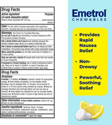 Emetrol Chewables for Rapid Nausea Relief, Pharmacist-Recommended and Non-Drowsy, Lemon Flavor, 42 Tablets Emetrol