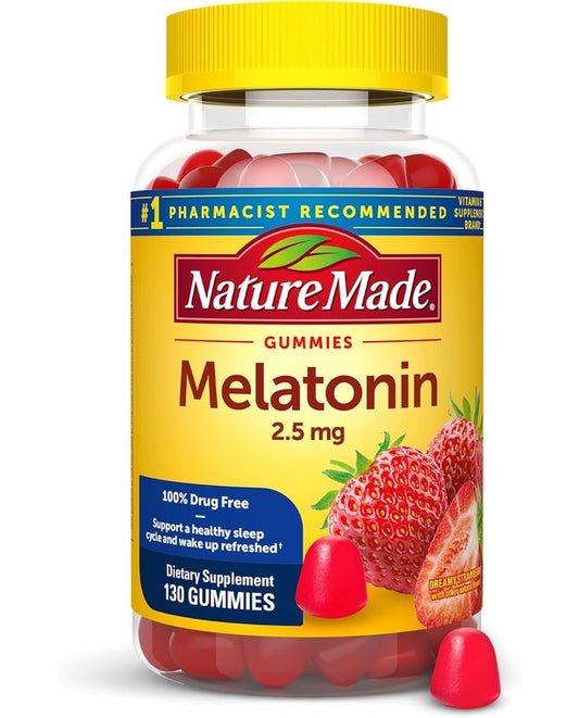 Nature Made Melatonin 2.5 mg, Dietary Supplement for Restful Sleep, 130 Gummies, 130 Day Supply