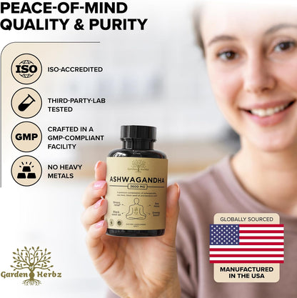 Organic Ashwagandha Root & Irish Sea Moss – 3,600 mg Ashwagandha Supplement -  60 Caps