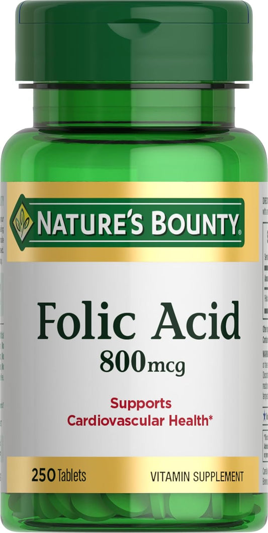 Nature's Bounty Folic Acid 800 mcg Tablets Maximum Strength 250 ct