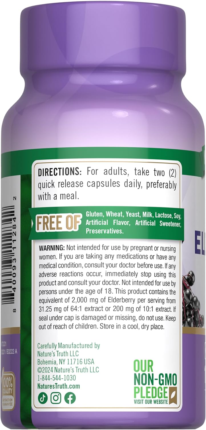 Nature's Truth Black Elderberry Capsules | 100 Count