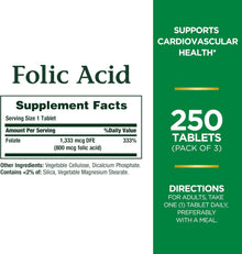 Nature's Bounty Folic Acid 800 mcg Tablets Maximum Strength 250 ct Nature's Bounty