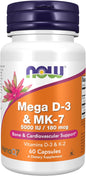 NOW Foods Supplements, Mega D-3 & MK-7 - 60 Veg Capsules