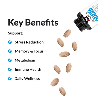FORCE FACTOR Amazing Ashwa for Stress Relief, Memory, Focus, and Immune Support Health - 120 Tablets
