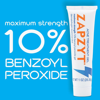 ZAPZYT Maximum Strength 10% Benzoyl Peroxide Acne Treatment Gel 1 oz
