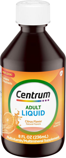 Centrum Liquid Multivitamin for Adults, Multivitamin/Multimineral Supplement with B Vitamins and Antioxidants, Citrus Flavor - 8 Fl Oz Centrum