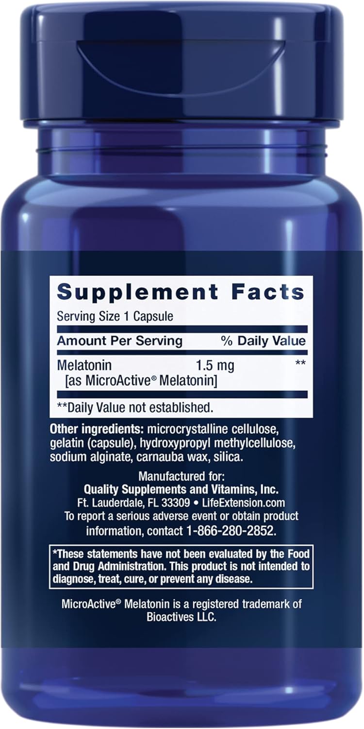 Life Extension Melatonin IR/XR, 1.5 mg, immediate- and Extended-Release Formula for Optimal Sleep Support 60 Capsules
