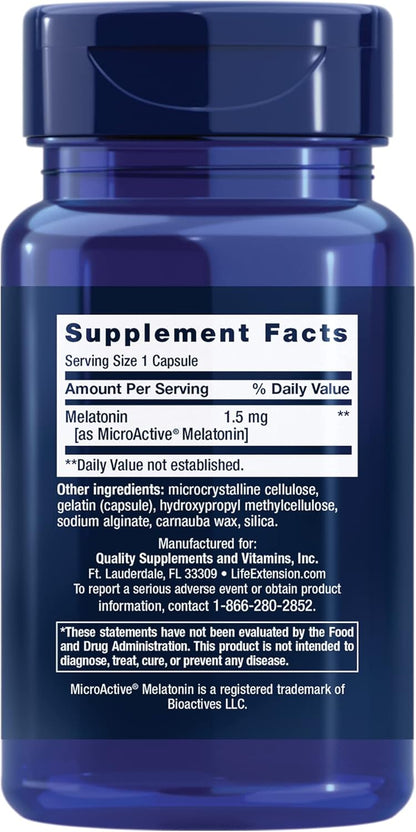 Life Extension Melatonin IR/XR, 1.5 mg, immediate- and Extended-Release Formula for Optimal Sleep Support 60 Capsules