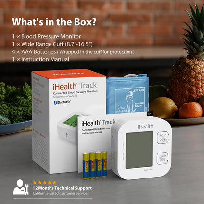 iHealth Smart Upper Arm Blood Pressure Monitor with Wide Range Cuff That fits Standard to Large Adult Arms, Bluetooth Compatible for iOS & Android Devices