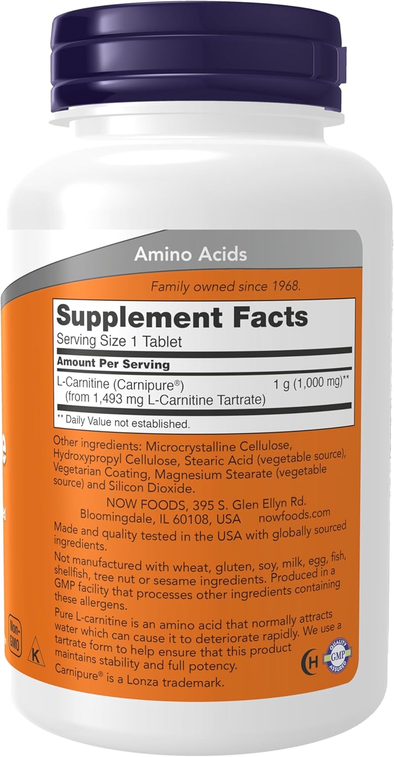 NOW Foods, L-Carnitine, 1,000 mg, 50 Tablets