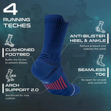Coolmax Compression Running Socks 3 Pairs, Cushion Crew Socks, Anti-Blister Moisture Wicking Athletic Hiking Socks CoolMax