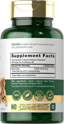Carlyle Royal Jelly Capsule | 2500mg | 120 Count | Non-GMO and Gluten Free Formula | Traditional Supplement Carlyle