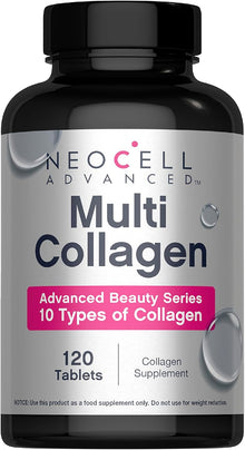 NeoCell Advanced Multi Collagen Peptides | 10 Types of Collagen | 120 Tablets NeoCell