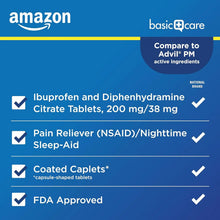 Amazon Basic Care Ibuprofen PM, Ibuprofen 200 mg and Diphenhydramine Citrate 38 mg Tablets, Pain Reliever and Nighttime Sleep-Aid, 120 Count Vitamins Depots