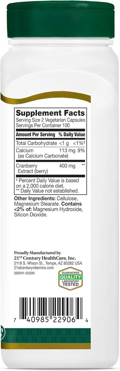 21st Century Healthcare, Inc Cranberry Extract Capsules, 200 Count