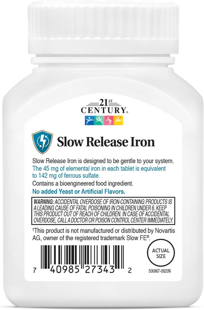 21st Century Slow Release Iron Tablets, 60 Count