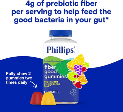 PHILLIPS Fiber Good Gummies, 90 Count, Inulin Soluble Fiber Gummy with Natural Flavors to Help Support Regularity*