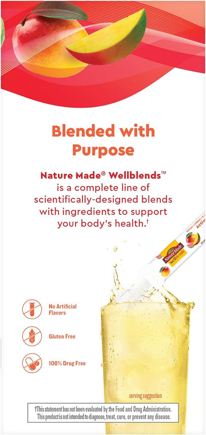 Nature Made Wellblends Active Immune Defense Fizzy Drink Mix, ResistAid, Vitamin C 500mg, Vitamin D 1000 IU, Zinc, and Electrolytes Powder, 14 Stick Packs