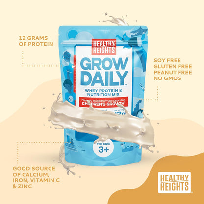 Healthy Height Grow Daily 3 Protein Powder (Vanilla) - Developed by Pediatricians - High in Protein Nutritional Shake - Contains Key Vitamins & Minerals