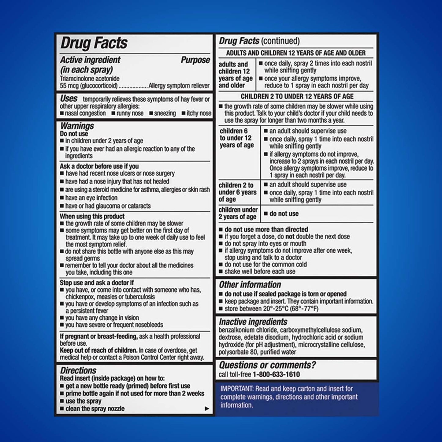 Nasacort 24HR Allergy Nasal Spray, Non-drowsy, 60 Sprays, 0.37 fl. oz.