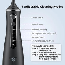 LF Water Dental Flosser for Teeth with 6 Jet Tips, 4 Modes, Professional Cordless Cleaner Picks for Teeth Cleaning, IPX7 Waterproof, Portable, Rechargeable Power Floss Oral Irrigator for Home Travel LUGUFOLIO