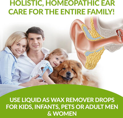 Natrulo Organic Ear Wax Remover Drops for Clogged Ears Natural Ear Wax Cleaner Oil for Kid, Adult, Baby Earwax Removal Liquid Remedy for Unclogging Ears.