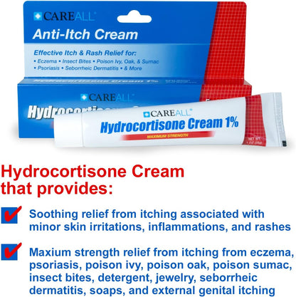 CareAll Hydrocortisone 1%, 1oz Tube, Maximum Strength Anti-Itch Cream