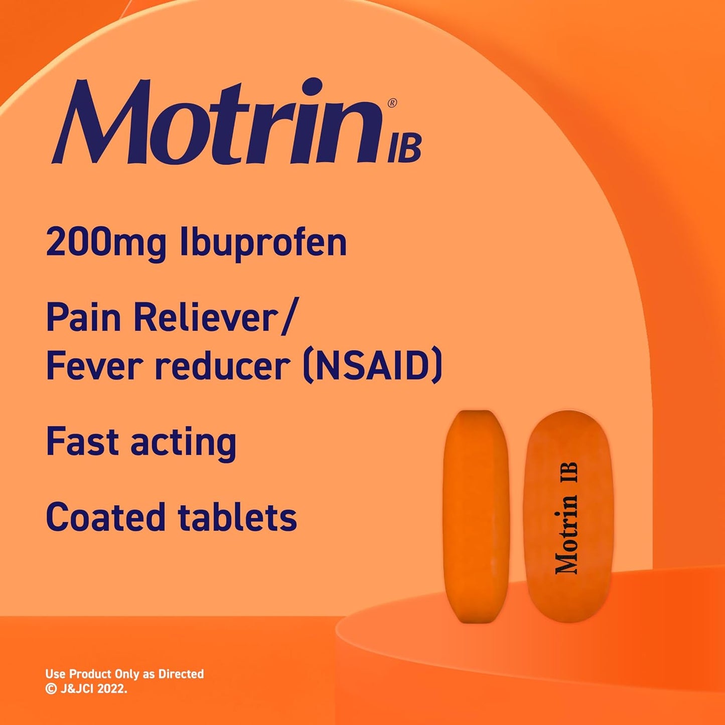 Motrin IB, Ibuprofen 200mg Tablets, Pain Reliever/Fever Reducer for Muscular Aches, Headache, Backache and Minor Arthritis Pain, Convenient for Travel & On-The-Go, 50 Packets of 2, 100 ct