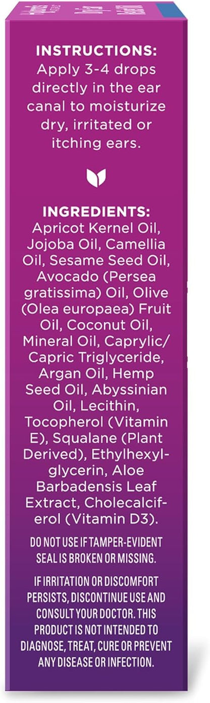 Naturals Dry Ear Relief Oil, Relieve Ear Irritation Fast, for Itchy & Dry Irritated Ears, Ages 2+, Day & Night Drops, 0.5 Ounce