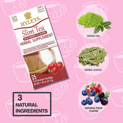 Hyleys Slim Tea Weight Loss Herbal Supplement with Goji Berry - 50 Tea Bags