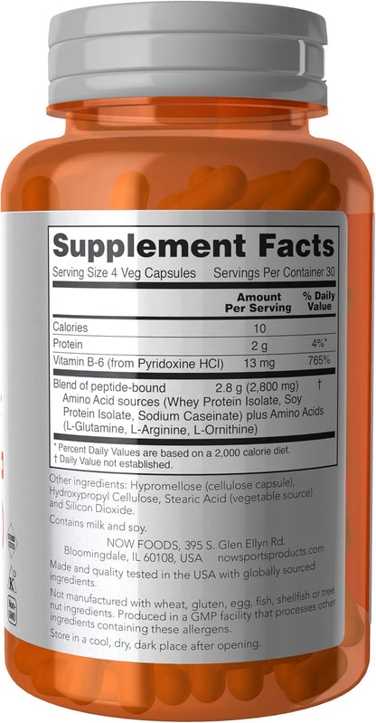 NOW Sports Nutrition, Amino Complete™, Protein Blend With 21 Aminos and B-6, 120 Veg Capsules