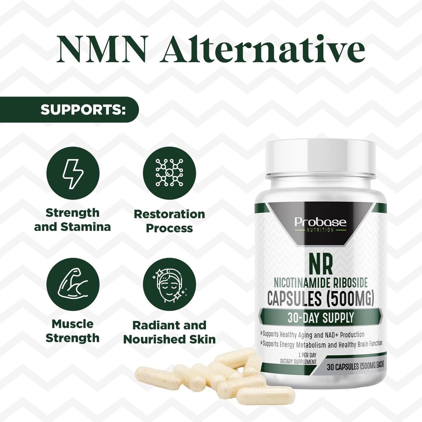 Probase Nicotinamide Riboside (NR) Capsules 30ct/500mg NAD+ Boosting Supplement