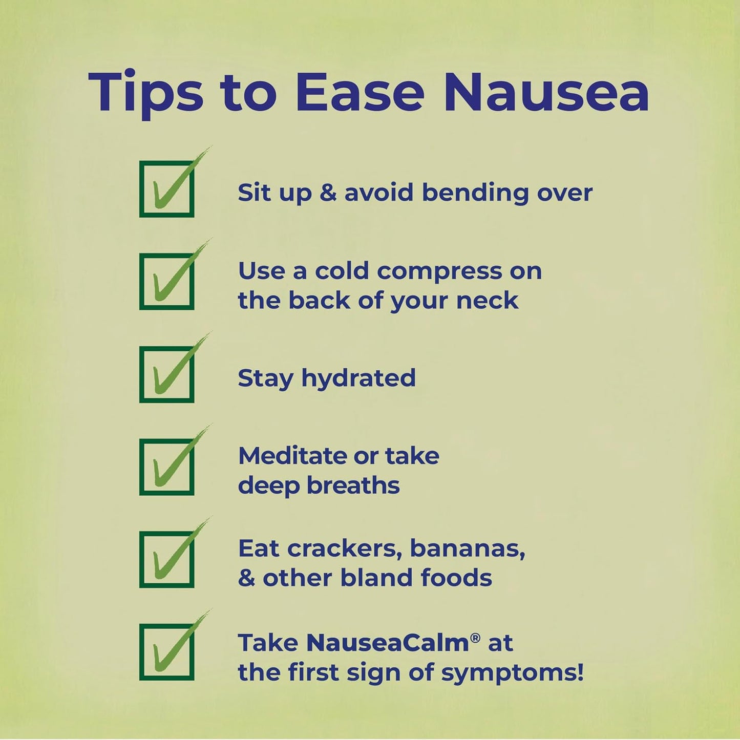 NauseaCalm Relief for Upset Stomach, Nausea, and Vomiting Due to Stomach Flu, Overindulgence, or Motion Sickness - Non-Drowsy - 60 Count