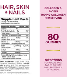 Nature's Bounty Optimal Solutions Hair, Skin & Nails with Biotin and Collagen, Citrus-Flavored Gummies Vitamin Supplement, 2500 mcg, 80 Ct Nature's Bounty
