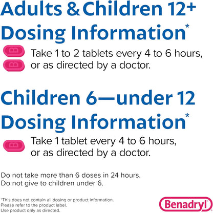 Benadryl Ultratabs Antihistamine Allergy Relief with Diphenhydramine HCl, 24 Count