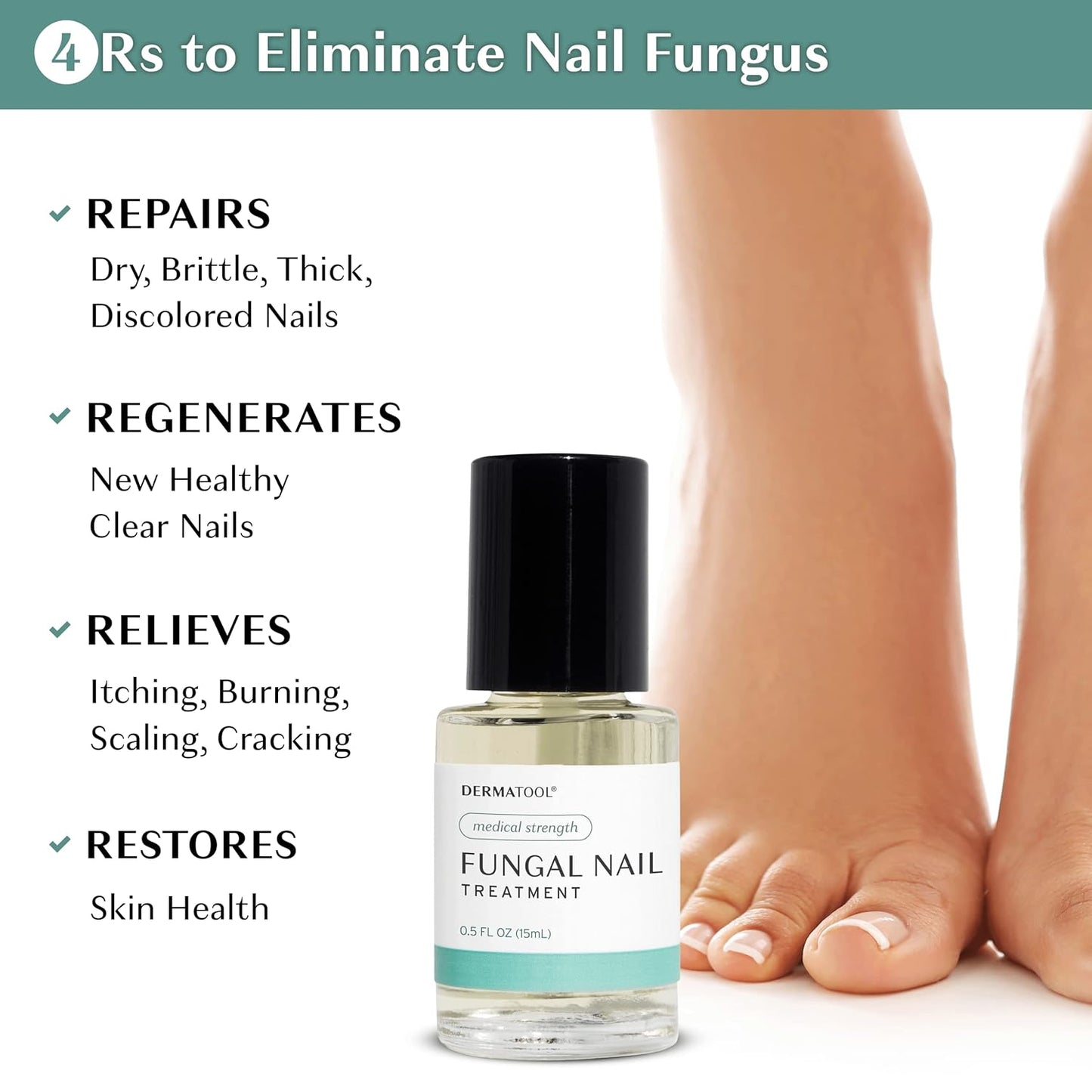 DERMATOOL Fungus Treatment for Toenail Extra Strength - Antifungal Solution and Fungal Nail Cure Under the Nail - Toe and Fingernail Repair for Damaged Discolored Thick Nails