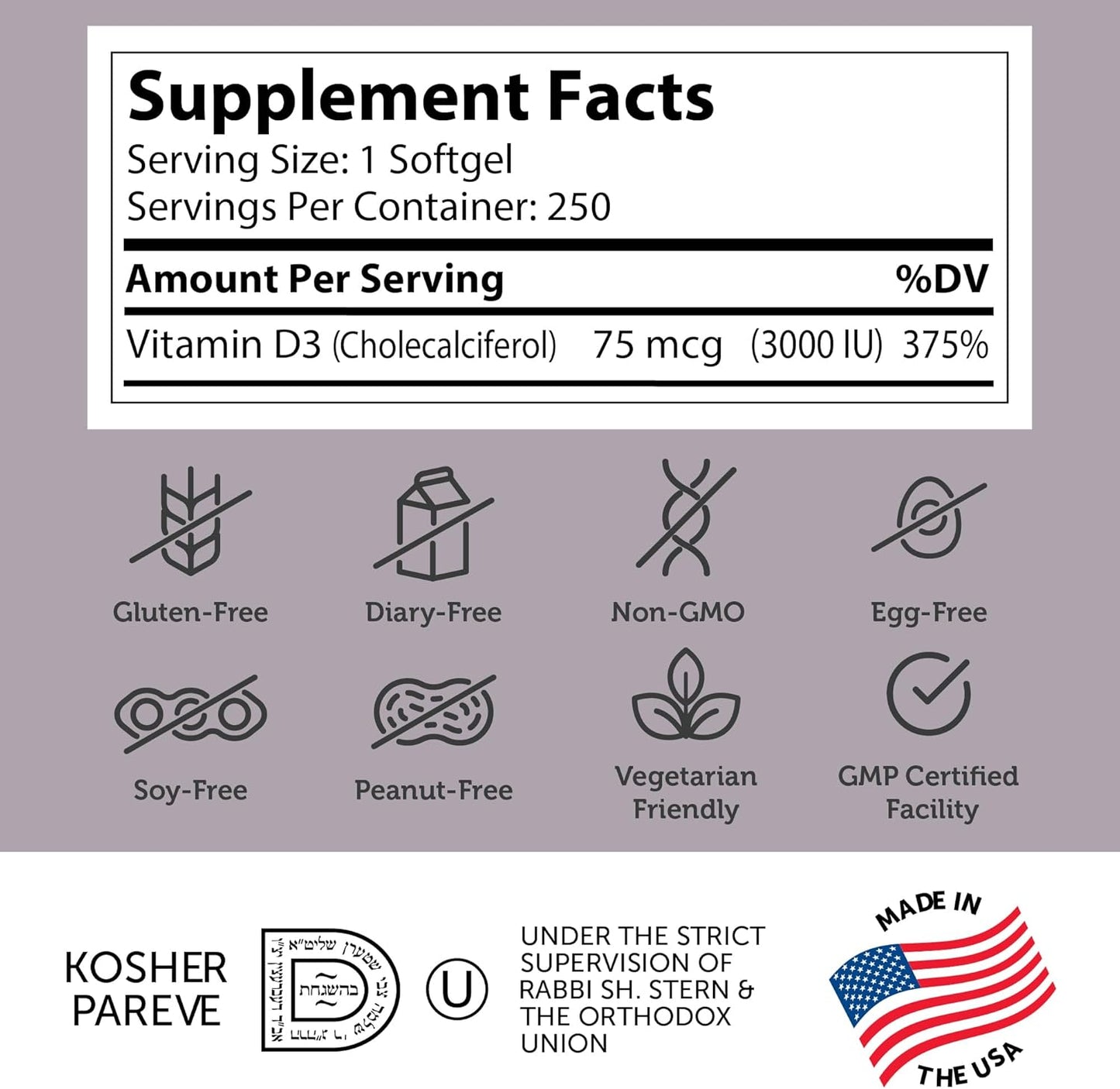 Zahler  D3, Advanced D3 Formula, 75 mcg (3,000 IU), 120 Softgels,