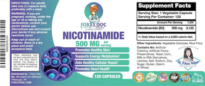 Dr. Valerie Nelson Nicotinamide 500 mg - Vitamin B3 - 120 Capsules