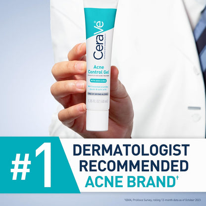CeraVe Salicylic Acid Acne Control Gel Treatment, Acne Treatment for Face, 1.35 fl oz.