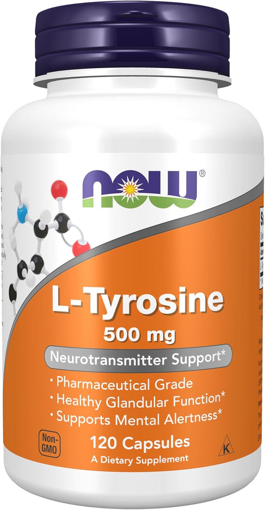 NOW Foods Supplements, L-Tyrosine 500 mg, 120 Capsules