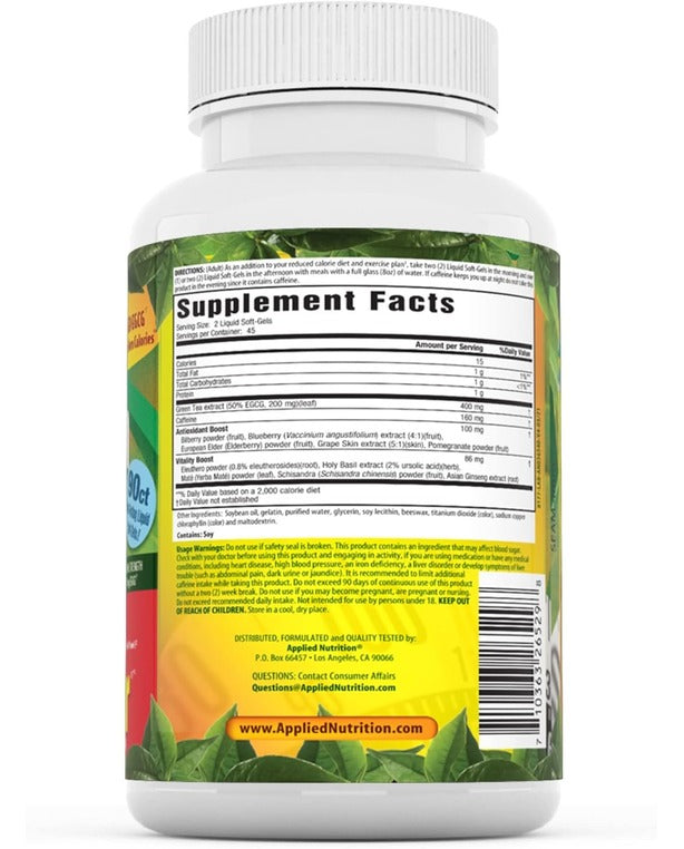 Applied Nutrition Green Tea Weight Loss Supplement, 90 Capsules